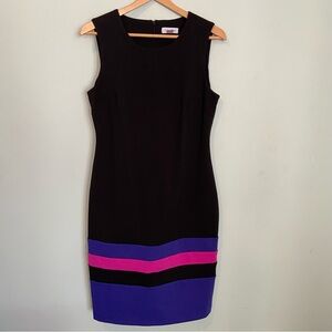 Calvin Klein Black and Purple Sheath Midi Dress
